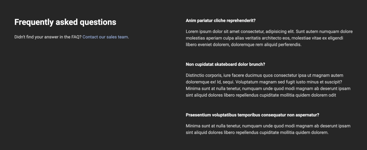 FAQ Design Block Dark v.2