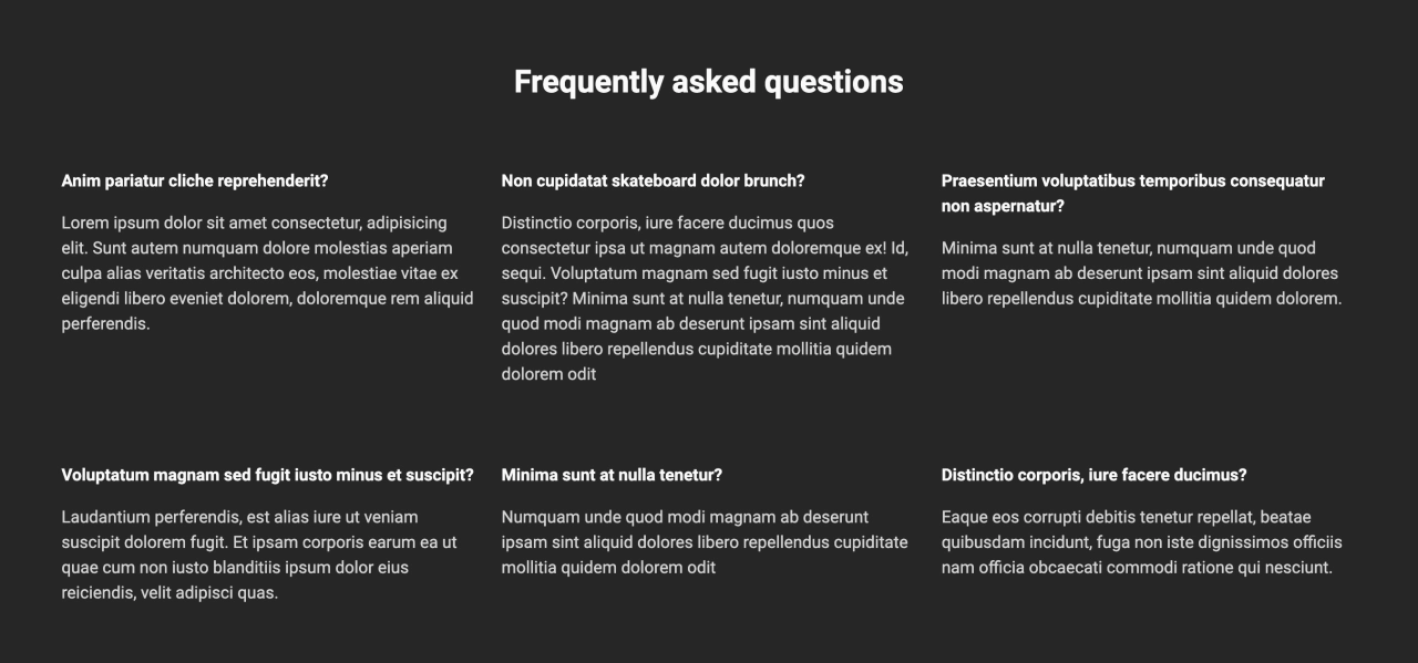 FAQ Design Block Dark v.4