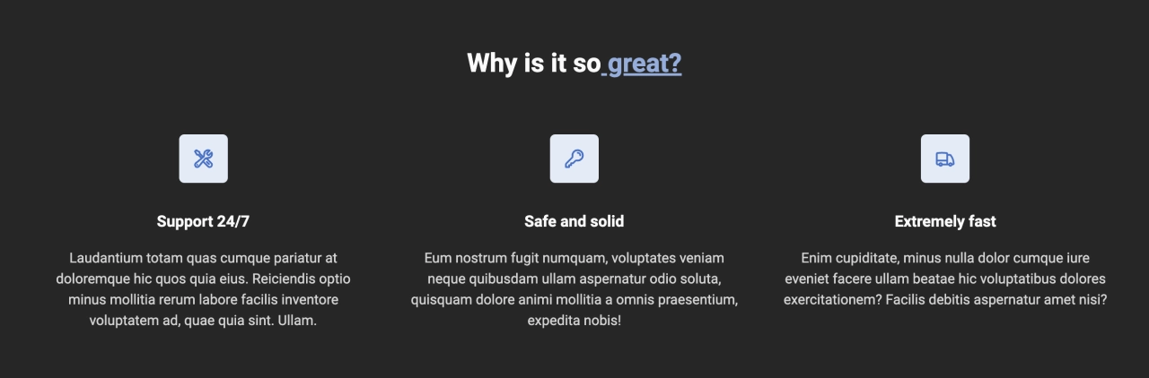 Feature Section Design Block Dark v.1