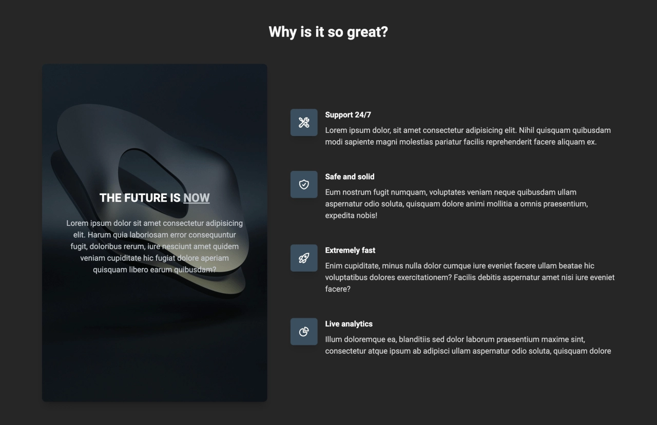 Feature Section Design Block Dark v.10