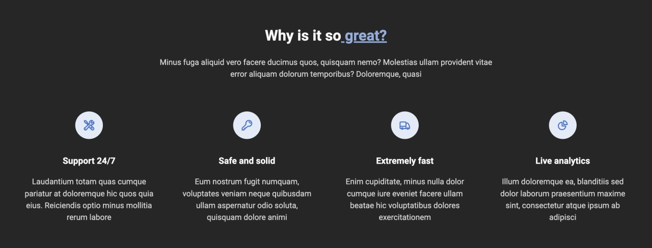 Feature Section Design Block Dark v.2