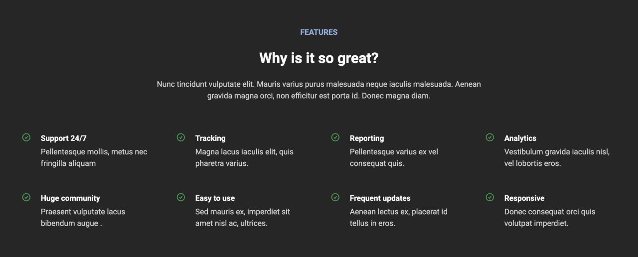 Feature Section Design Block Dark v.3