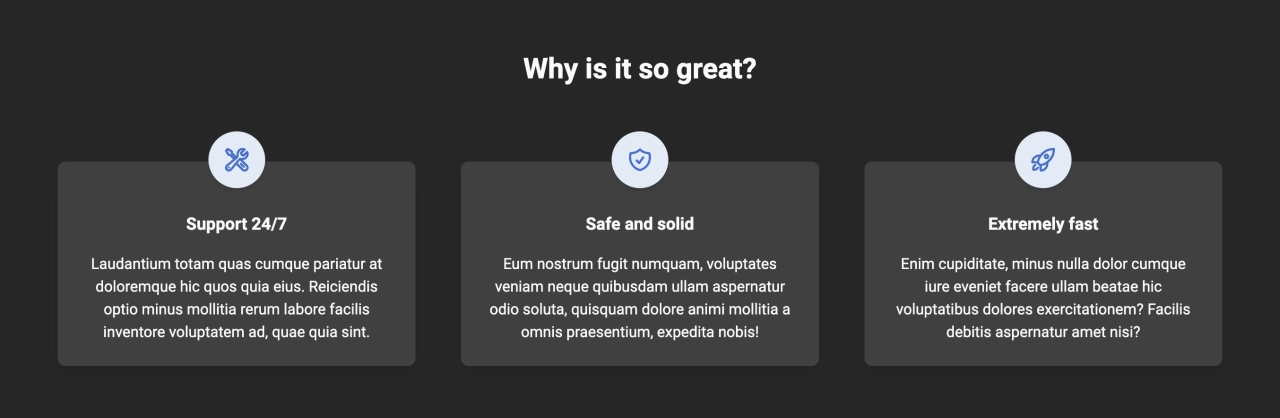 Feature Section Design Block Dark v.9