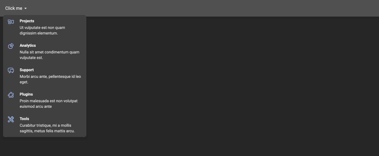 Mega Menu Design Block Dark v.5
