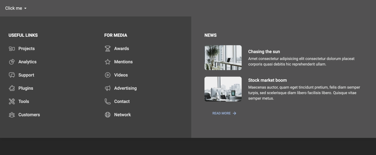 Mega Menu Design Block Dark v.6