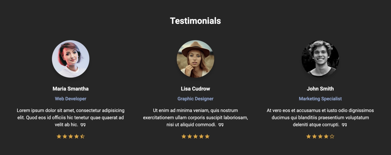 Testimonial Design Block Dark v.1
