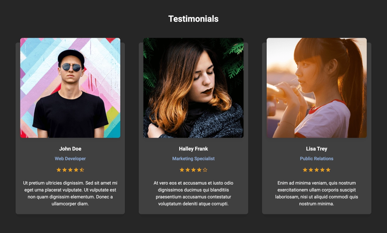 Testimonial Design Block Dark v.3